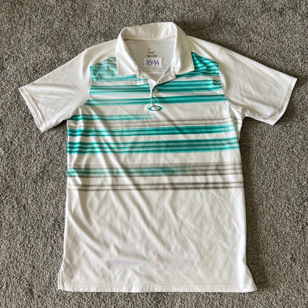 Oakley polo shirt mens large white‎ teal golf performance casual outdoors active